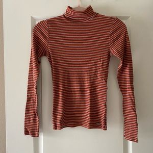 Hollister Orange Striped Turtle neck